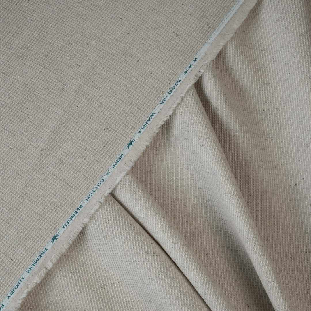Waffle Natural Hemp Cotton Fabric - 4 - Weaving Vibes