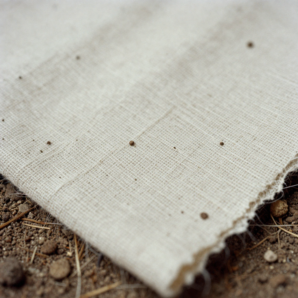 raw hemp textile on natural soil