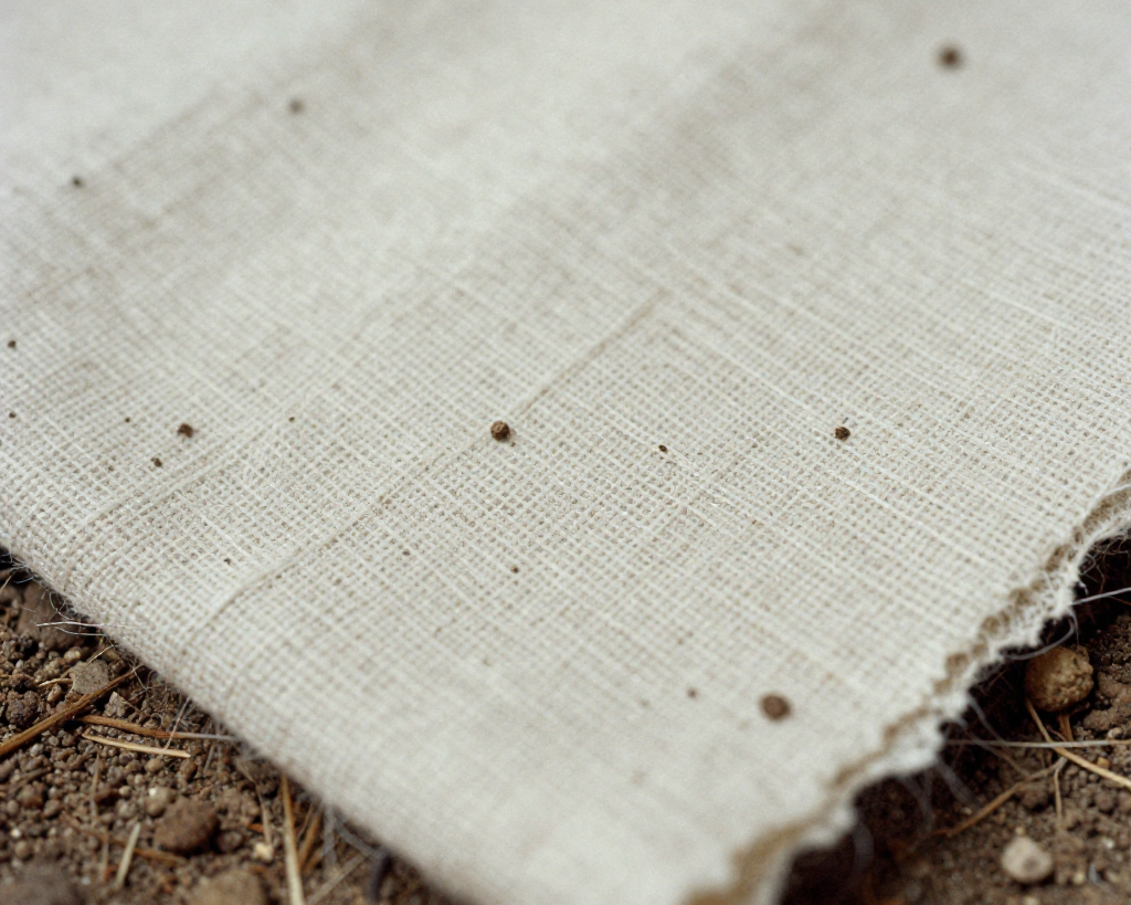 raw hemp textile on natural soil