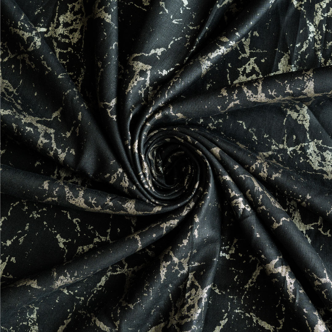 Black foil print hemp cloth
