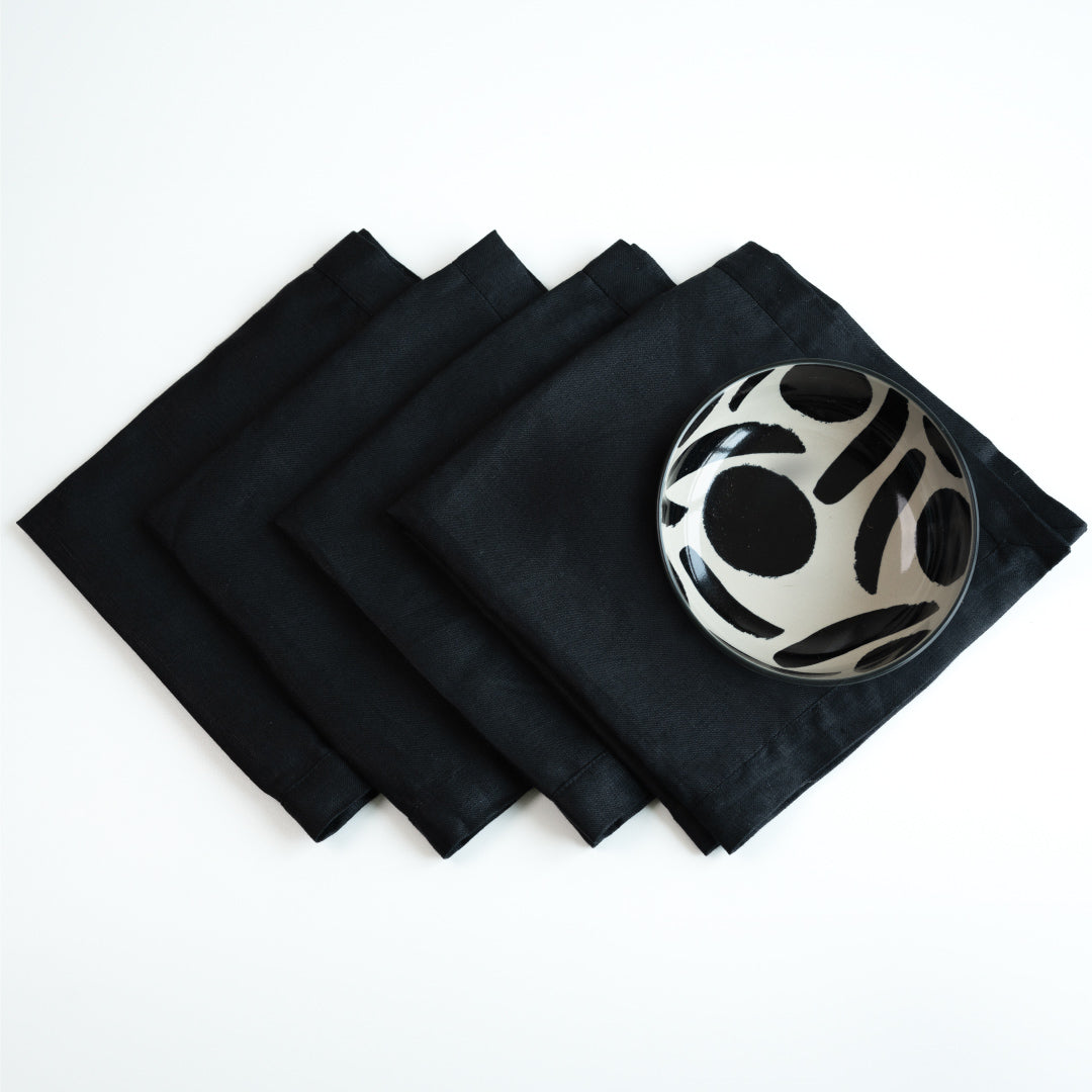 Black hemp napkin fabric