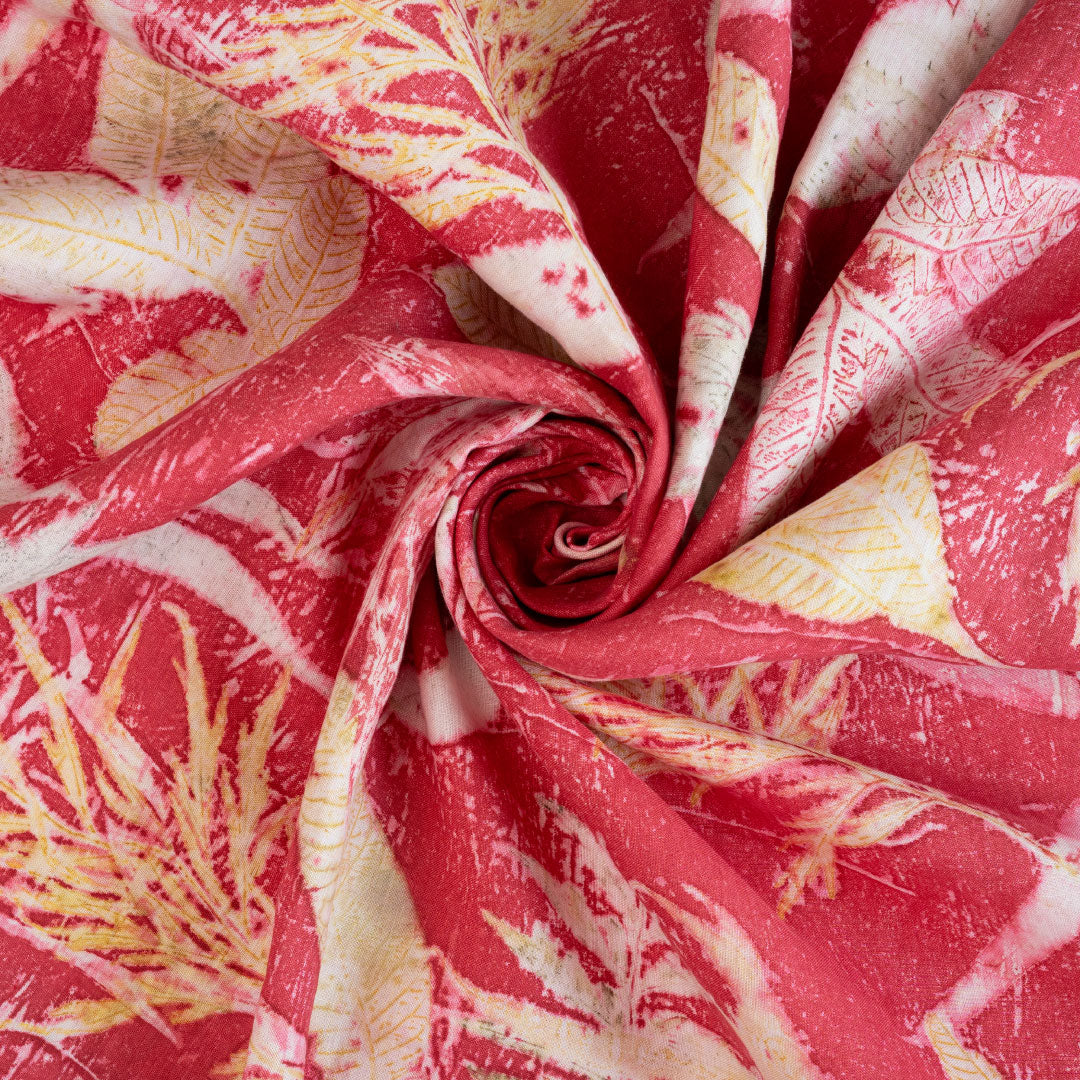 Leaf hemp print fabric